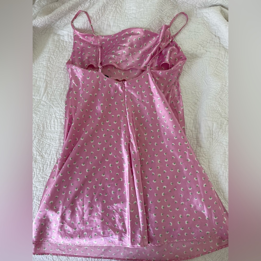 Zara Silk Pink Floral Dress, size Large